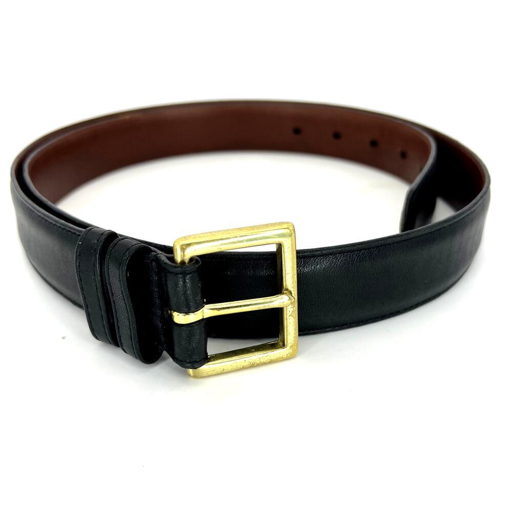 Coach 7600 Genuine Leather Belt Brass Gold Buckle Black Women's 40" Vintage